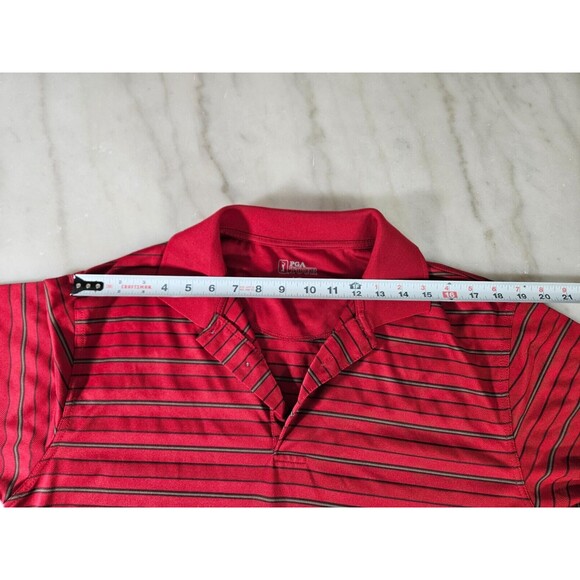PGA TOUR Golf Men's Red Striped Short Sleeve Regular Polo Shirt Size Large - Picture 7 of 8
